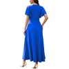 image:imageWEACZZY Women V Neck Ruffle Sleeve Maxi Dresses Split Elegant Slim Wrap Waist Wedding Guest Dress Elegant Casual Dresses 2026A Royal Blue