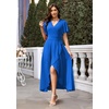 image:imageWEACZZY Women V Neck Ruffle Sleeve Maxi Dresses Split Elegant Slim Wrap Waist Wedding Guest Dress Elegant Casual Dresses 2026A Royal Blue