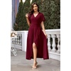 image:imageWEACZZY Women V Neck Ruffle Sleeve Maxi Dresses Split Elegant Slim Wrap Waist Wedding Guest Dress Elegant Casual Dresses 2026A Wine Red