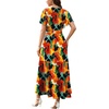 image:imageWEACZZY Women V Neck Ruffle Sleeve Maxi Dresses Split Elegant Slim Wrap Waist Wedding Guest Dress Elegant Casual Dresses 2026Abstract Flowers