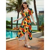 image:imageWEACZZY Women V Neck Ruffle Sleeve Maxi Dresses Split Elegant Slim Wrap Waist Wedding Guest Dress Elegant Casual Dresses 2026Abstract Flowers