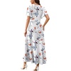 image:imageWEACZZY Women V Neck Ruffle Sleeve Maxi Dresses Split Elegant Slim Wrap Waist Wedding Guest Dress Elegant Casual Dresses 2026Gray Leaved Peony