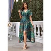 image:imageWEACZZY Women V Neck Ruffle Sleeve Maxi Dresses Split Elegant Slim Wrap Waist Wedding Guest Dress Elegant Casual Dresses 2026Green Garden