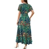 image:imageWEACZZY Women V Neck Ruffle Sleeve Maxi Dresses Split Elegant Slim Wrap Waist Wedding Guest Dress Elegant Casual Dresses 2026Green Garden
