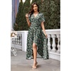 image:imageWEACZZY Women V Neck Ruffle Sleeve Maxi Dresses Split Elegant Slim Wrap Waist Wedding Guest Dress Elegant Casual Dresses 2026Green Gladiolus