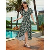 image:imageWEACZZY Women V Neck Ruffle Sleeve Maxi Dresses Split Elegant Slim Wrap Waist Wedding Guest Dress Elegant Casual Dresses 2026Green Gladiolus