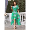 image:imageWEACZZY Women V Neck Ruffle Sleeve Maxi Dresses Split Elegant Slim Wrap Waist Wedding Guest Dress Elegant Casual Dresses 2026Mint Green
