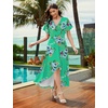image:imageWEACZZY Women V Neck Ruffle Sleeve Maxi Dresses Split Elegant Slim Wrap Waist Wedding Guest Dress Elegant Casual Dresses 2026Mint Green