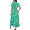image:imageWEACZZY Women V Neck Ruffle Sleeve Maxi Dresses Split Elegant Slim Wrap Waist Wedding Guest Dress Elegant Casual Dresses 2026Mint Green
