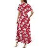 image:imageWEACZZY Women V Neck Ruffle Sleeve Maxi Dresses Split Elegant Slim Wrap Waist Wedding Guest Dress Elegant Casual Dresses 2026Red and White Flower