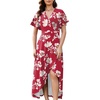 image:imageWEACZZY Women V Neck Ruffle Sleeve Maxi Dresses Split Elegant Slim Wrap Waist Wedding Guest Dress Elegant Casual Dresses 2026Red and White Flower