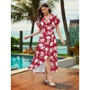 image:imageWEACZZY Women V Neck Ruffle Sleeve Maxi Dresses Split Elegant Slim Wrap Waist Wedding Guest Dress Elegant Casual Dresses 2026Red and White Flower