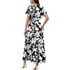image:imageWEACZZY Women V Neck Ruffle Sleeve Maxi Dresses Split Elegant Slim Wrap Waist Wedding Guest Dress Elegant Casual Dresses 2026Sketch White Black