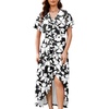 image:imageWEACZZY Women V Neck Ruffle Sleeve Maxi Dresses Split Elegant Slim Wrap Waist Wedding Guest Dress Elegant Casual Dresses 2026Sketch White Black