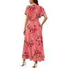 image:imageWEACZZY Women V Neck Ruffle Sleeve Maxi Dresses Split Elegant Slim Wrap Waist Wedding Guest Dress Elegant Casual Dresses 2026Sugar Pink