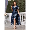 image:imageWEACZZY Women V Neck Ruffle Sleeve Maxi Dresses Split Elegant Slim Wrap Waist Wedding Guest Dress Elegant Casual Dresses 2026White Flower Navy