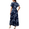 image:imageWEACZZY Women V Neck Ruffle Sleeve Maxi Dresses Split Elegant Slim Wrap Waist Wedding Guest Dress Elegant Casual Dresses 2026White Flower Navy
