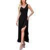 image:imageWEACZZY Women V Neck Sleeveless Sexy Maxi Dress Casual Hem Bodycon High Slit Cocktail Party Long Dresses 2026Black