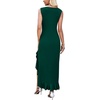 image:imageWEACZZY Women V Neck Sleeveless Sexy Maxi Dress Casual Hem Bodycon High Slit Cocktail Party Long Dresses 2026Dark Green