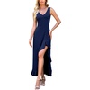 image:imageWEACZZY Women V Neck Sleeveless Sexy Maxi Dress Casual Hem Bodycon High Slit Cocktail Party Long Dresses 2026Navy Blue