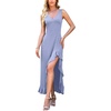 image:imageWEACZZY Women V Neck Sleeveless Sexy Maxi Dress Casual Hem Bodycon High Slit Cocktail Party Long Dresses 2026Smoke Blue