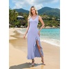 image:imageWEACZZY Women V Neck Sleeveless Sexy Maxi Dress Casual Hem Bodycon High Slit Cocktail Party Long Dresses 2026Smoke Blue