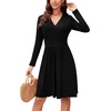 image:imageWEACZZY Womens Long Sleeve Casual Fall Dresses VNeck Swing Floral Party Dress with Pockets 2026Black