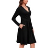 image:imageWEACZZY Womens Long Sleeve Casual Fall Dresses VNeck Swing Floral Party Dress with Pockets 2026Black