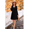 image:imageWEACZZY Womens Long Sleeve Casual Fall Dresses VNeck Swing Floral Party Dress with Pockets 2026Black