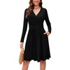 image:imageWEACZZY Womens Long Sleeve Casual Fall Dresses VNeck Swing Floral Party Dress with Pockets 2026Black