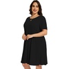 image:imageelescat Plus Size Summer Dresses for Women Casual Short Sleeve Pockets Loose Oversized T Shirt Sundress 2026A Black