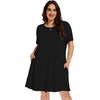 image:imageelescat Plus Size Summer Dresses for Women Casual Short Sleeve Pockets Loose Oversized T Shirt Sundress 2026A Black