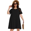 image:imageelescat Plus Size Summer Dresses for Women Casual Short Sleeve Pockets Loose Oversized T Shirt Sundress 2026A Black