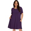 image:imageelescat Plus Size Summer Dresses for Women Casual Short Sleeve Pockets Loose Oversized T Shirt Sundress 2026A Deep Purple