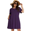 image:imageelescat Plus Size Summer Dresses for Women Casual Short Sleeve Pockets Loose Oversized T Shirt Sundress 2026A Deep Purple