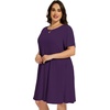 image:imageelescat Plus Size Summer Dresses for Women Casual Short Sleeve Pockets Loose Oversized T Shirt Sundress 2026A Deep Purple
