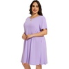 image:imageelescat Plus Size Summer Dresses for Women Casual Short Sleeve Pockets Loose Oversized T Shirt Sundress 2026A Light Purple
