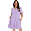 image:imageelescat Plus Size Summer Dresses for Women Casual Short Sleeve Pockets Loose Oversized T Shirt Sundress 2026A Light Purple