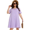 image:imageelescat Plus Size Summer Dresses for Women Casual Short Sleeve Pockets Loose Oversized T Shirt Sundress 2026A Light Purple