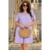 image:imageelescat Plus Size Summer Dresses for Women Casual Short Sleeve Pockets Loose Oversized T Shirt Sundress 2026A Light Purple