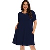 image:imageelescat Plus Size Summer Dresses for Women Casual Short Sleeve Pockets Loose Oversized T Shirt Sundress 2026A Navy Blue