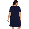 image:imageelescat Plus Size Summer Dresses for Women Casual Short Sleeve Pockets Loose Oversized T Shirt Sundress 2026A Navy Blue