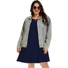 image:imageelescat Plus Size Summer Dresses for Women Casual Short Sleeve Pockets Loose Oversized T Shirt Sundress 2026A Navy Blue