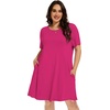image:imageelescat Plus Size Summer Dresses for Women Casual Short Sleeve Pockets Loose Oversized T Shirt Sundress 2026A Rose Red