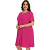 image:imageelescat Plus Size Summer Dresses for Women Casual Short Sleeve Pockets Loose Oversized T Shirt Sundress 2026A Rose Red