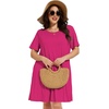 image:imageelescat Plus Size Summer Dresses for Women Casual Short Sleeve Pockets Loose Oversized T Shirt Sundress 2026A Rose Red