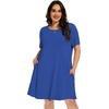 image:imageelescat Plus Size Summer Dresses for Women Casual Short Sleeve Pockets Loose Oversized T Shirt Sundress 2026A Royal Blue