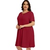image:imageelescat Plus Size Summer Dresses for Women Casual Short Sleeve Pockets Loose Oversized T Shirt Sundress 2026A Wine Red