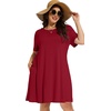image:imageelescat Plus Size Summer Dresses for Women Casual Short Sleeve Pockets Loose Oversized T Shirt Sundress 2026A Wine Red