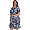 image:imageelescat Plus Size Summer Dresses for Women Casual Short Sleeve Pockets Loose Oversized T Shirt Sundress 2026Dark Blue Floral